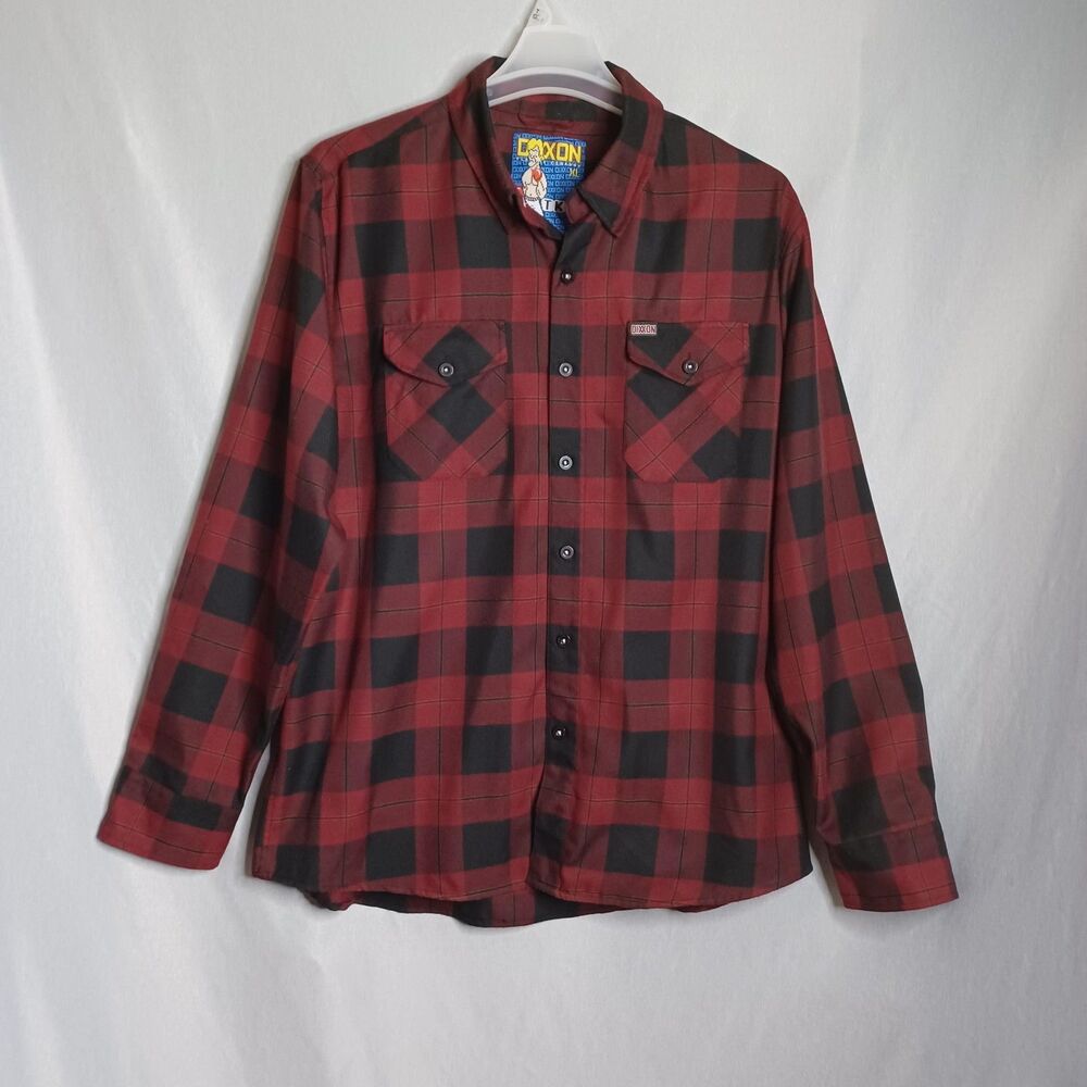 Dixxon Shirt Mens XL Red Plaid Flannel TKD Long Sleeve Button Up Casual Outdoors